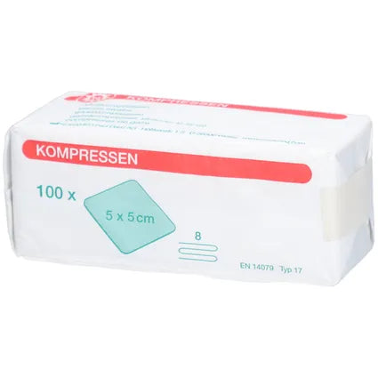 MULLKOMPRESSEN 5x5 cm unsteril 8fach - 100 Stück