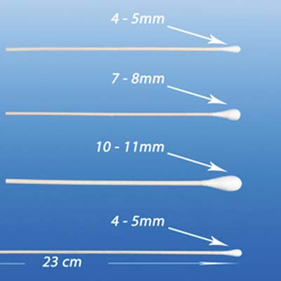 WATTESTÄBCHEN Holz 15 cm 4-5 mm mit Wattekopf - 100 Stück