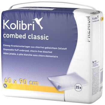 KOLIBRI combed Krankenunt.premium classic 60x90 cm - 25 Stück