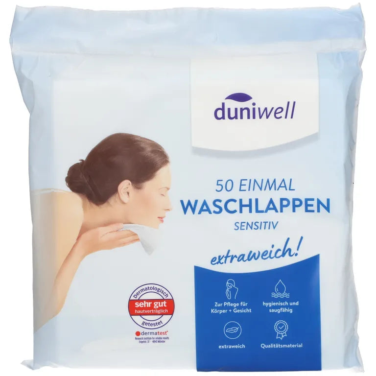 DUNIWELL Einmal Waschlappen sensitiv - 50 Stück