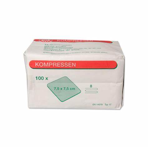 MULLKOMPRESSEN 7.5x7.5 cm unsteril 8fach - 100 Stück