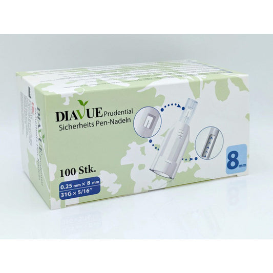DIAVUE Prudential Sicherheits-Pen-Nadeln 31 Gx8 mm - 100 Stück