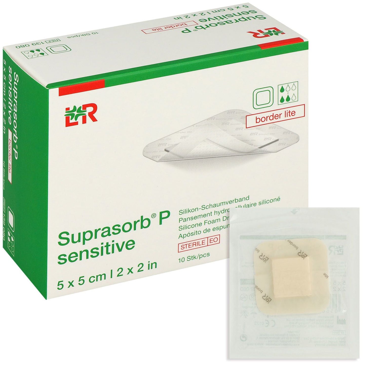 SUPRASORB P sensitive PU-Schaumv.bor.lite 5x5cm - 10 Stück