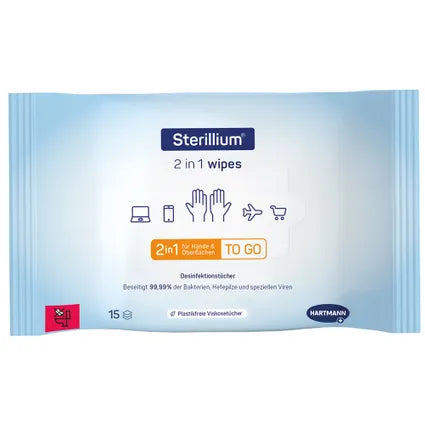 STERILLIUM 2in1 wipes Hand- u.Flächendesinfektion - 15 Stück